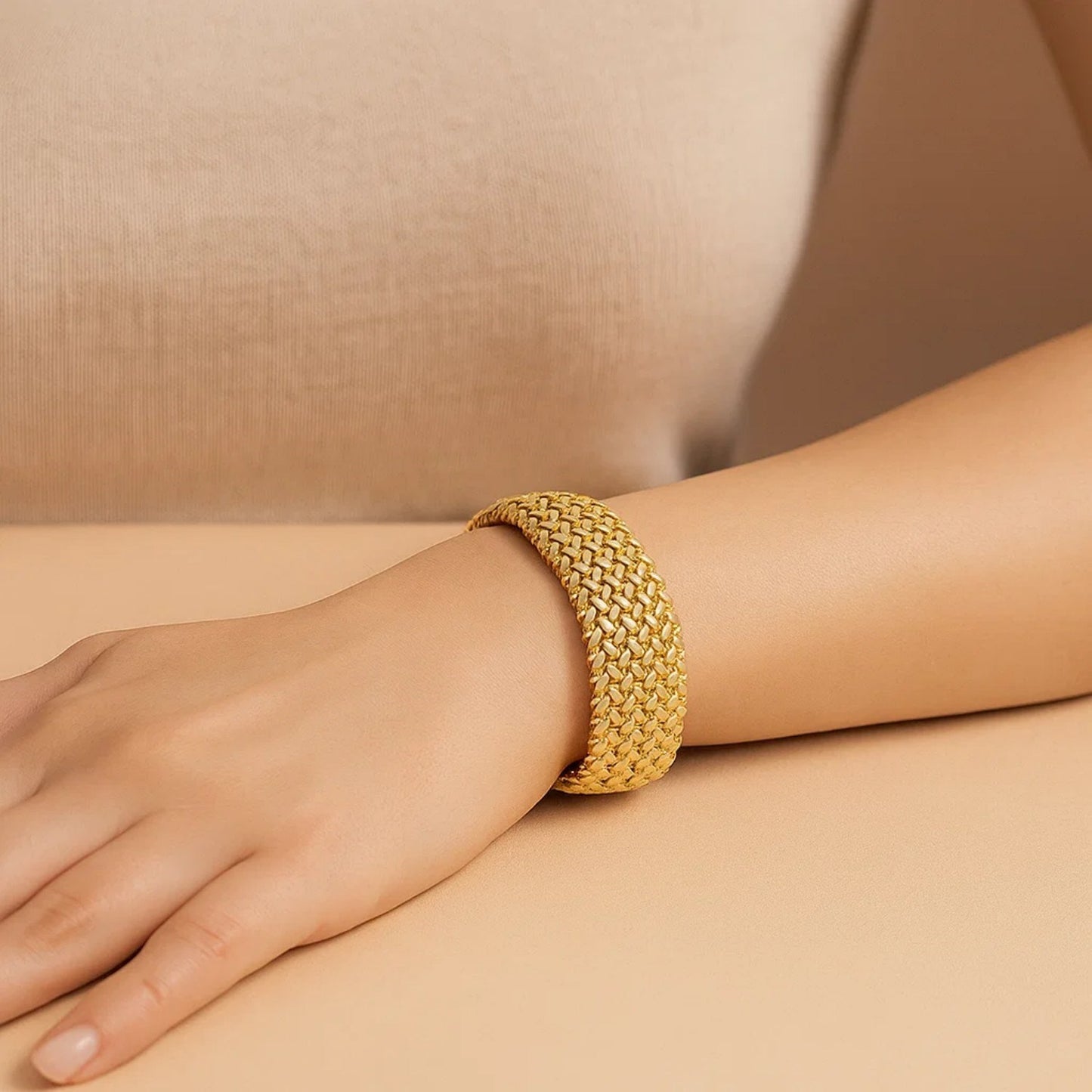 14k Yellow Gold High Polish Thick Braided Bracelet (14.50 mm)