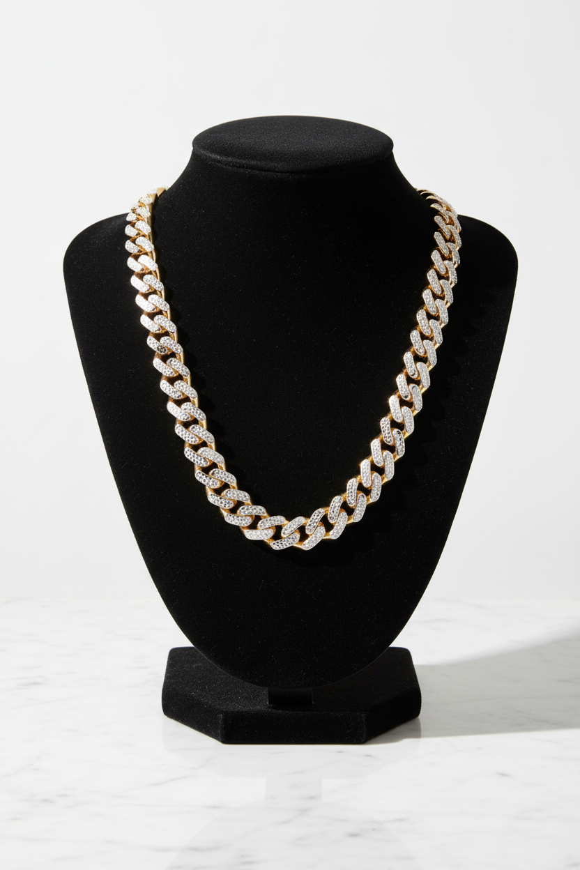 14k Two Tone Cuban Chain — Luxury Editorial