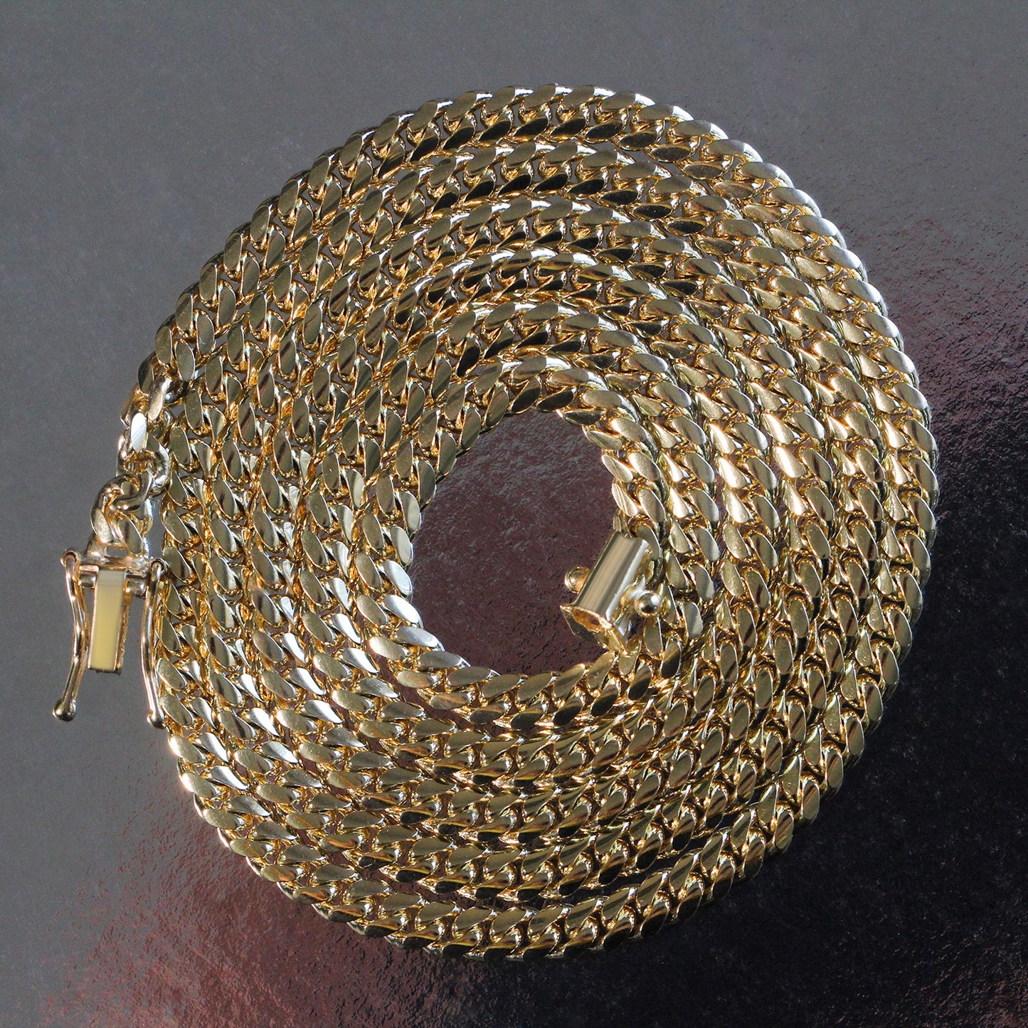 4.0mm 14k Yellow Gold Classic Solid Miami Cuban Chain