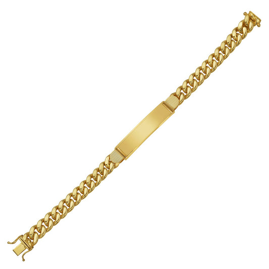 14K Yellow Gold Lite Cuban ID Bracelet (9.10 mm)