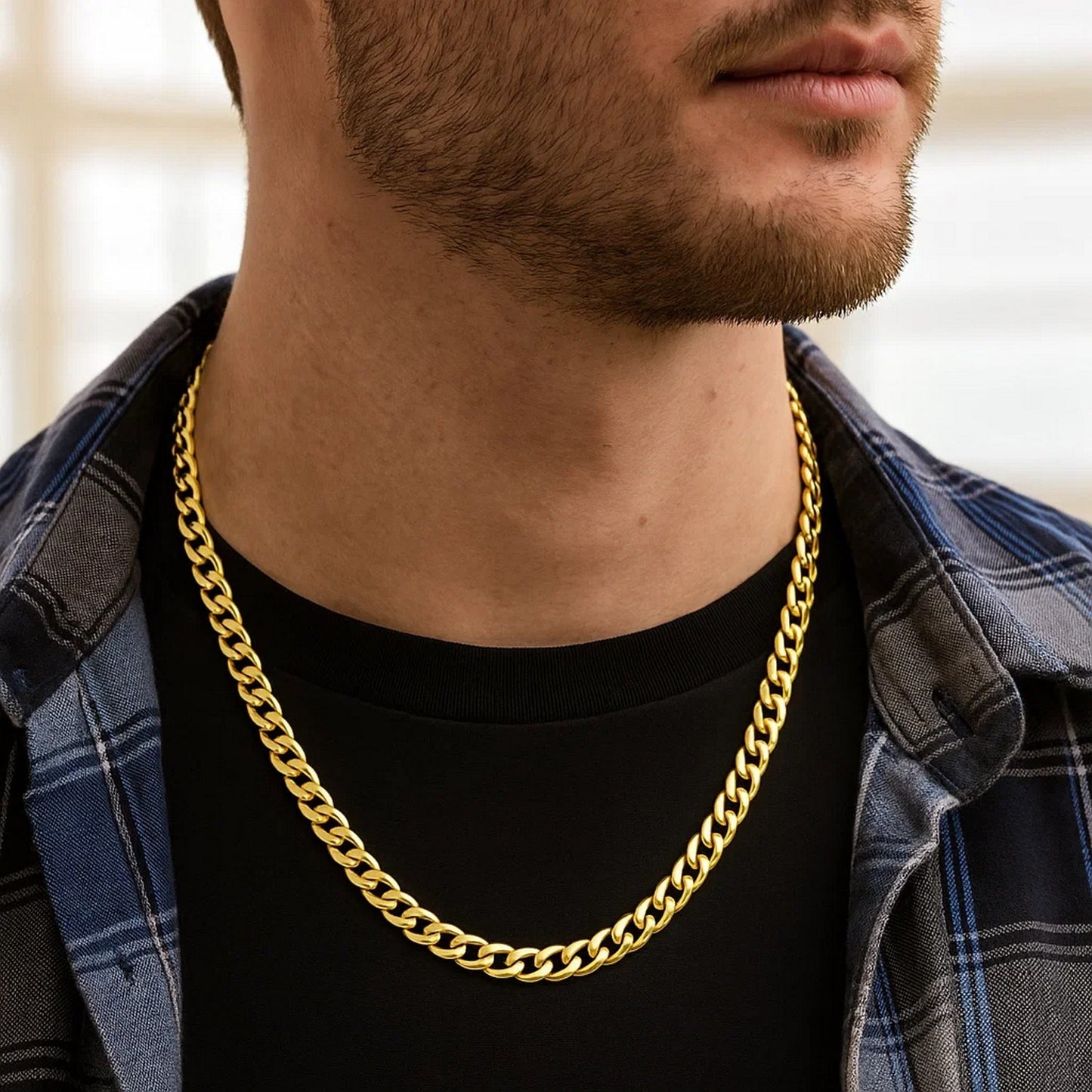 14k Yellow Gold Miami Cuban Semi Solid Chain (7.00 mm)